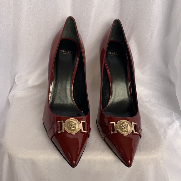 Versace Burgundy High Heels (38.5) - Picture 2 of 8
